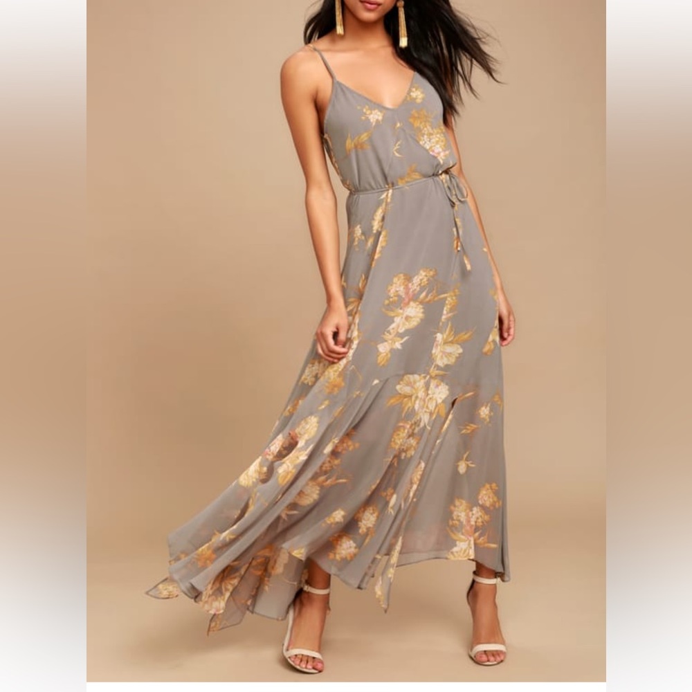 Grey floral maxi dress size from lulus